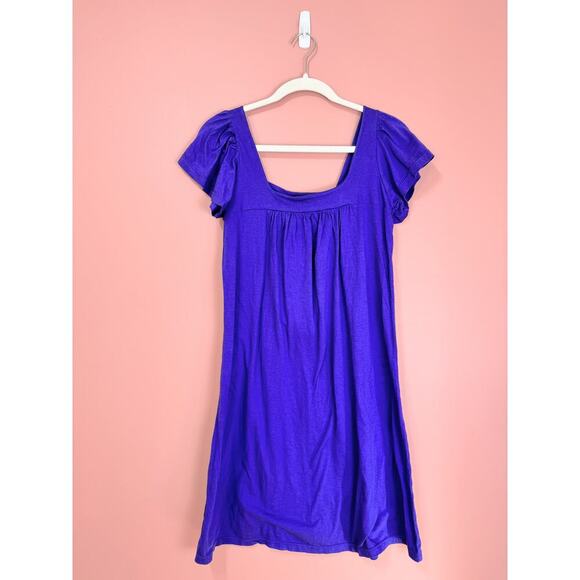 Michael Stars 100% Cotton Flutter Sleeve Tunic One Size Purple - Picture 2 of 4